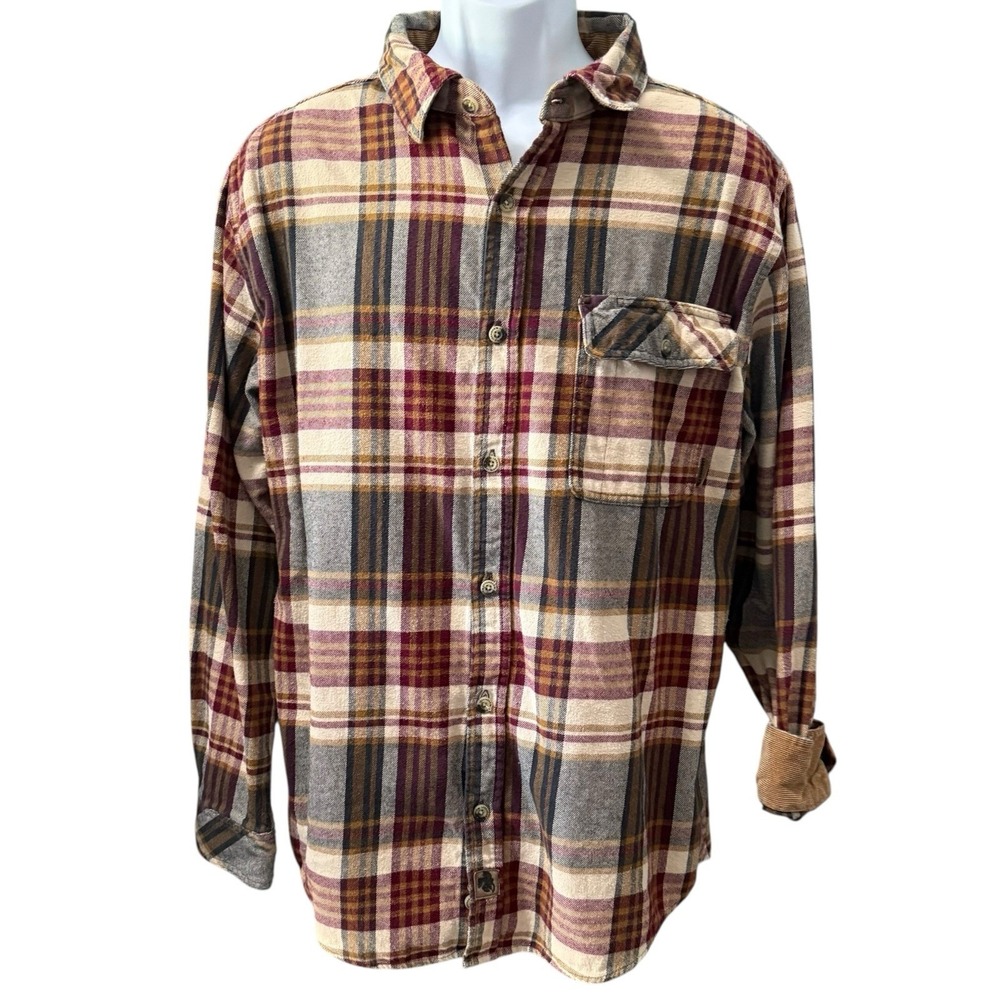 Legendary Whitetails Men's Flannel Shirt Size‎ Large Brown Red Plaid Button Down